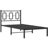  The Living Store Kovinski posteljni okvir z vzglavjem črn 90x190 cm - Posteljni Okvir, (21446513) | Shoptok.si
