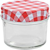 vidaXL Stekleni kozarci z belimi in rdečimi pokrovi 48 kosov 110 ml | Shoptok.si