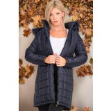 Dewberry Z6653 WOMEN'S COAT-PLAIN NAVY BLUE | Shoptok.si