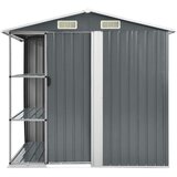 vidaXL Vrtna kućica sa stalkom siva 205 x 130 x 183 cm željezna | shoptok.hr