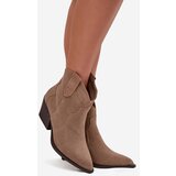 Boto Slip-on Women's Cowboy Boots Made of Natural Suede Beige Beretta | ePonuda.com