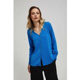 Marisse Azure V-Neck Shirt With Delicate Buttons | shoptok.hr