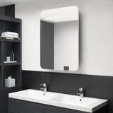 vidaXL LED kopalniška omarica z ogledalom bela in hrast 60x11x80 cm Cene