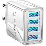 4x USB 3.0 brzi punjač 220V sa LED 3.1A sivi