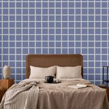  Tapeta - Lines and Symmetry - Expressive White Grid on a Blue Background 49x1000 Samoljepljiva | shoptok.hr