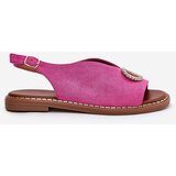 Boto Ladies Sandals With Decoration On Flat Heel Eco Suede Pink Ralisses | shoptok.hr