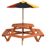  Stol za piknik za 6 djece sa suncobranom šesterokutni jelovina | shoptok.hr