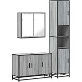 vidaXL 3-dijelni set kupaonskog namještaja siva boja hrasta drveni | shoptok.hr