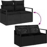 vidaXL 7-delni set vrtnih kavčev z blazinami Črn poli ratan | Shoptok.si