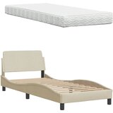  Krevet s madracem krem 90 x 200 cm od tkanine Slike