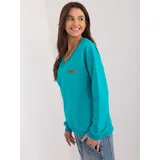 Fashion Hunters Turquoise plain blouse with long sleeves