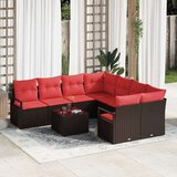  Set sofe s jastukom 9 pcs Smeđa i crvena poliratan | shoptok.hr