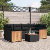 Maison Chic Seti vrtnega pohištva - Vrtna garnitura - Vrtni pohištvo set 7-delna z blazinami črn poli ratan, (21801611) | Shoptok.si