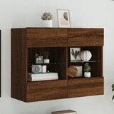 Maison Chic Stenska TV omarica - TV stojalo - Televizijska omarica z LED lučkami rjavi hrast 78,5x30x60,5 cm, (21701609) | Shoptok.si