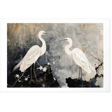  Plakat - Herons and Cherry Blossom - oriental-style illustration depicting birds 90x60 Bez okvira s margom | shoptok.hr