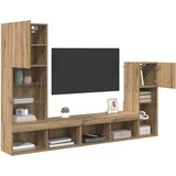 TV stenske enote z LED lučmi 4 pcs Umetni hrast Konstruiran les, (5000112723) | Shoptok.si