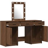  3-delni set toaletne mizice z LED črni hrastov inženirski les, (22054997) | Shoptok.si