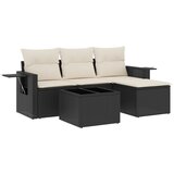  The Living Store Vrtna sedežna garnitura 4-delna z blazinami črna poli ratan - Vrtna Sedežna Garniture, (21451029) | Shoptok.si