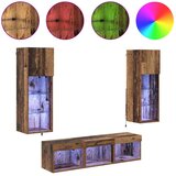 vidaXL TV stenske enote 5 pcs Črna Orehovina 60 x 30 x 30 cm | Shoptok.si
