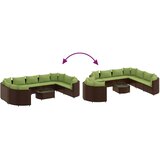  10-dijelni set vrtnih sofa od poliratana s jastucima smeđi | shoptok.hr