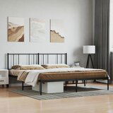 The Living Store Kovinski posteljni okvir z vzglavjem črn 183x213 cm - Posteljni Okvir, (21525159) | Shoptok.si