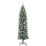 vidaXL Umjetno vitko božićno drvce s stalakom Zelena i bijela 210 cm | shoptok.hr