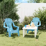 vidaXL Vrtni stoli 2 kosa za otroke modra 37x34x44 cm PP videz lesa
