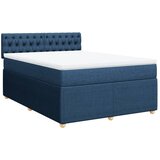 vidaXL Box spring postelja z vzmetnico modra 140x200 cm blago, (21307392) | Shoptok.si