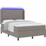  LED Box Spring Krevet Sivo-smeđa 140 x 190 cm tkanina | shoptok.hr