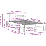 Krevet s uzglavljem Voskan smeđi 140x190 cm Od punog drva Borovina | shoptok.hr