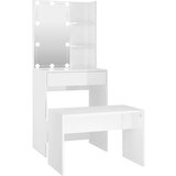  Set toaletnog stolića LED sjajni bijeli od konstruiranog drva | shoptok.hr