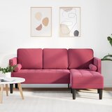 vidaXL 3-sedežna sofa z ležiščem v obliki L, vino rdeča, 160 cm, žamet u