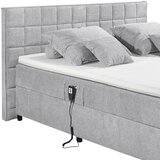 MID.YOU POSTELJA BOXSPRING 180 cm x 200 cm , tekstil, leseni material svetlo siva | Shoptok.si