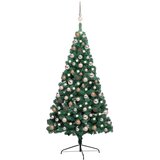  Umjetna polovica božićnog drvca LED s kuglicama zelena 150 cm | shoptok.hr