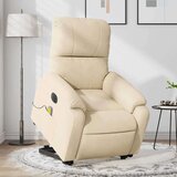 vidaXL Električni masažni naslonjač na podizanje krem od mikrovlakana | shoptok.hr