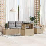 vidaXL 6 delni set vrtnih sofer s prevlekami, bež poli ratan | Shoptok.si