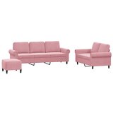vidaXL 3-dijelni set sofa s jastucima ružičasti baršunasti - Ružičasta S osloncem za noge Cijene