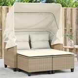 Maison Chic Vrtni kavč - Zunanji kavč dvosed s streho in stolčki bež poli ratan, (22041875) | Shoptok.si