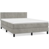 The Living Store Box spring postelja z vzmetnico svetlo siva 140x200 cm žamet - Box Spring Postelja, (21488756) | Shoptok.si