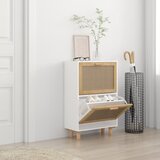 The Living Store Omarica za čevlje bela 52x25x80 cm inž. les in naravni ratan - Omarica Za Čevlje, (21434980) | Shoptok.si