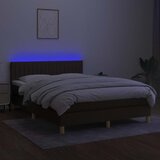  box spring s madracem LED tamnosmeđi 140x190 cm tkanina | shoptok.hr