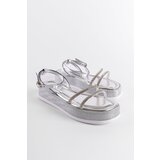 Capone Outfitters Women's Wedge Heel Silvery Gemstone Band Sandals cene