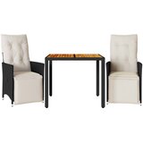  3-dijelni bistro set s jastucima crni od poliratana Crna 90 x 90 x 75 cm | shoptok.hr