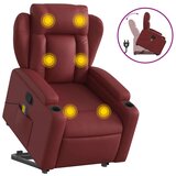 vidaXL Masažni naslonjač na podizanje od umjetne kože crvena boja vina | shoptok.hr