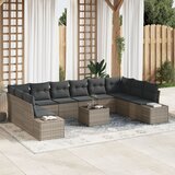 vidaXL 10 komadni set vrtnih sofa s jastučićima, crni poli ratan Cijene