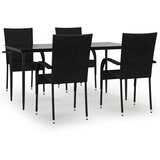  5-dijelni vrtni blagovaonski set od poliratana crni | shoptok.hr