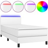Maison Chic Box spring postelja - Vzmetna postelja z vzmetnico LED bela 90x200 cm umetno usnje SL21911, (21905308) Cene