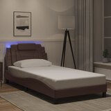 Maison Chic Posteljni okvir - Enojna postelja - Postelja za odrasle z LED lučkami rjav 100x200 cm umetno usnje, (21696723) | Shoptok.si