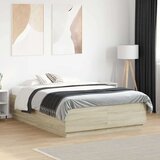 vidaXL Posteljni okvir sonoma hrast 120x190 cm inženirski les | Shoptok.si