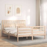 vidaXL Posteljni okvir z vzglavjem 160x200 cm trden les | Shoptok.si